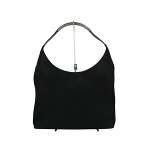 GUCCI Hobo Handbag Black Shoulder Bag Canvas Patent Vernis Leather